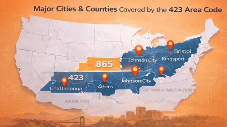 major cities of the 423 area code
