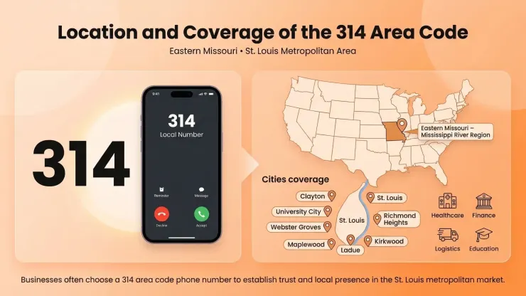 location and coverage of the area code 314